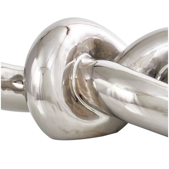 12" Silver Ceramic Knot Abstract Sculpture